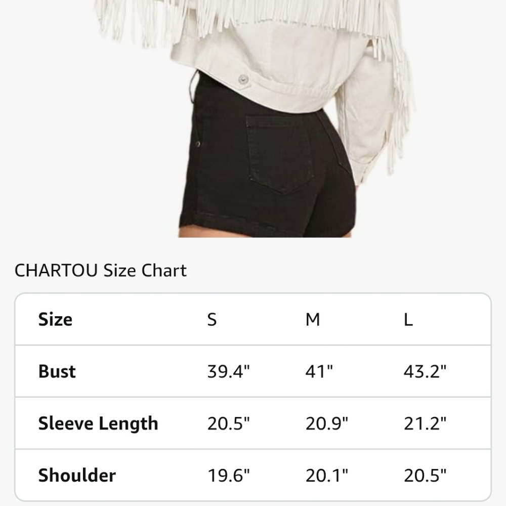Women's Chic Button Down Tassel Fringe Denim Jean Cropped Jacket Rodeo Large - Picture 9 of 9